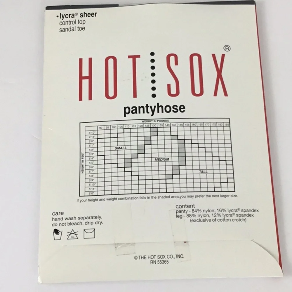 Vintage Hot Sox Sheer Control Top Beige Pantyhose Tall